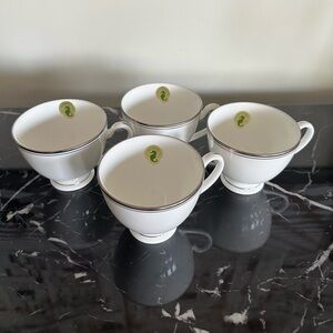 4 Waterford Kilbarry Platinum Fine China Teacups Sticker Attached Brand New